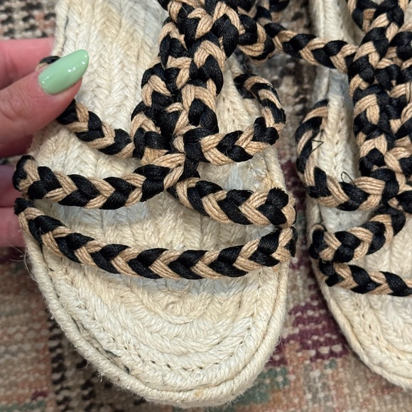 Manebi Flat Rope Sandal Jute Woven Neutral Women’s Ankle Gladiator - Picture 3 of 10